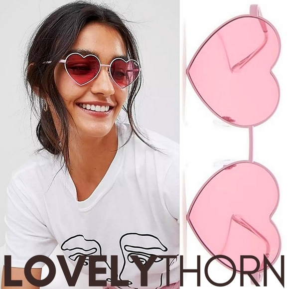 QUAY // ltd ed heartbreaker pink metal heart shaped frames pink colored sunnies main image 7